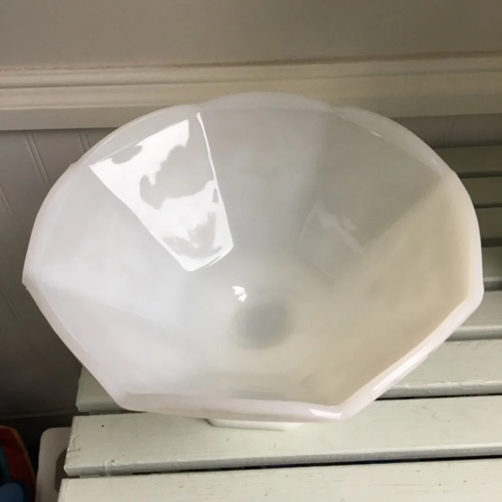 Vintage Footed Milk Glass Bowl with Grapevine Pattern